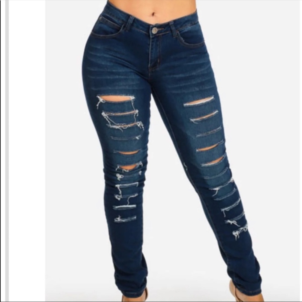 Distressed ripped jeans